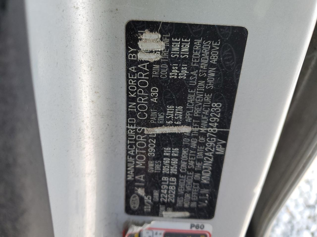 2016 KIA Soul VIN KNDJN2A29G7849238 Copart auction photo, front end / side damage thumbnail 13