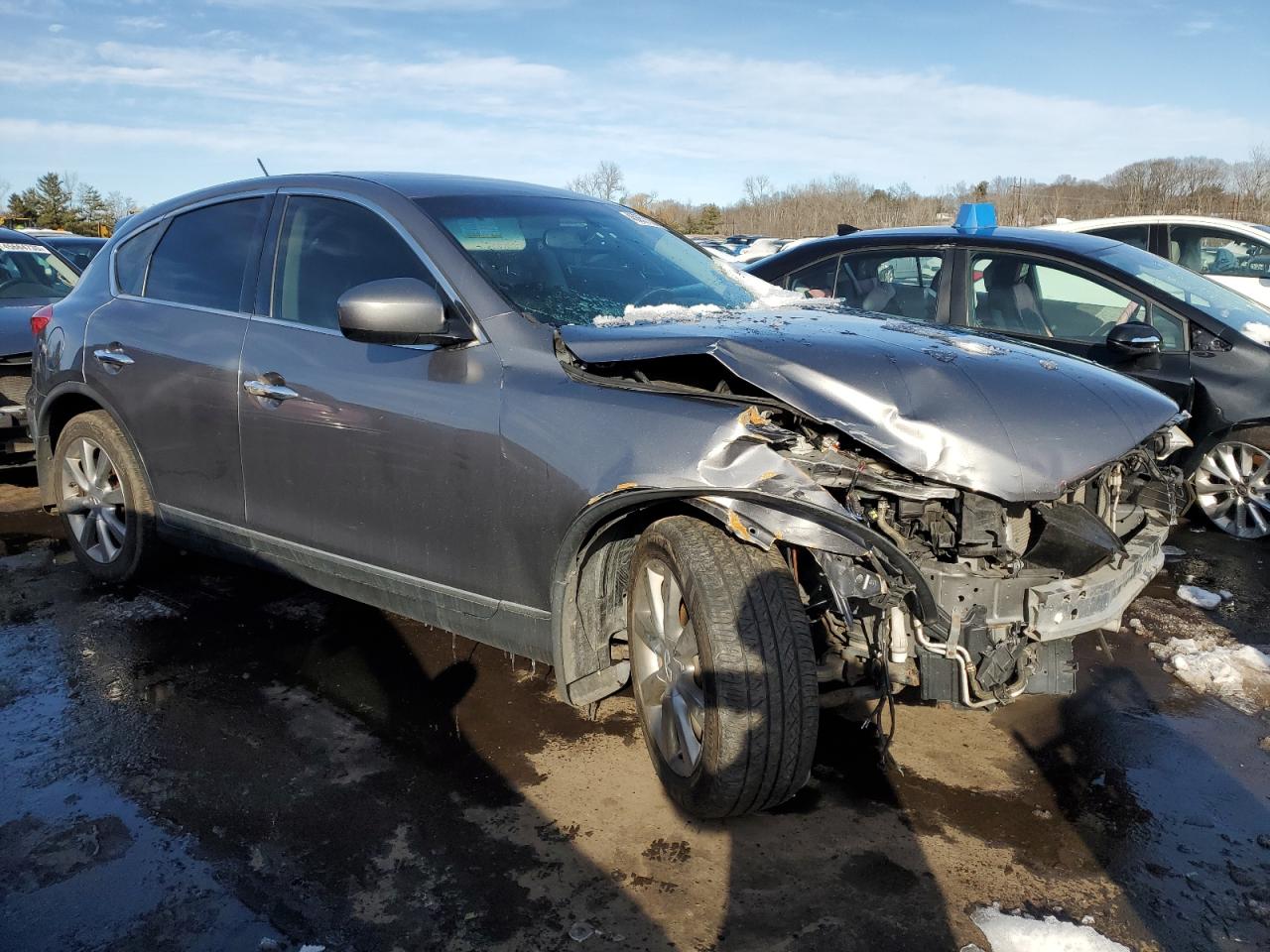 2012 Infiniti EX VIN JN1AJ0HR4CM450965 Copart auction photo, front end / undercarriage damage thumbnail 4