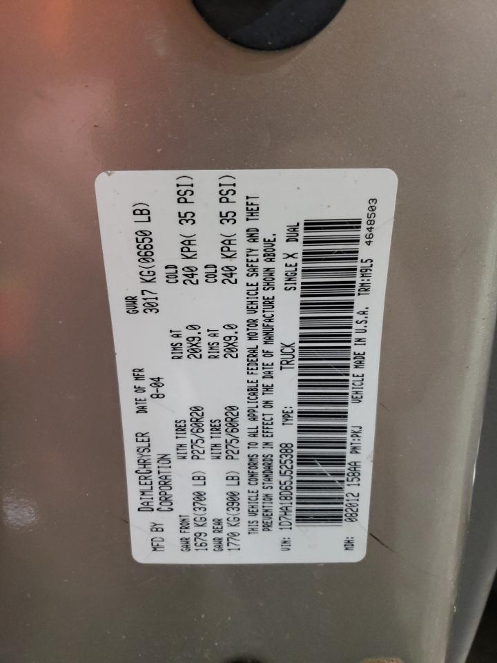 2005 Dodge RAM VIN 1D7HA18D65J525388 Copart auction photo, rollover damage thumbnail 14