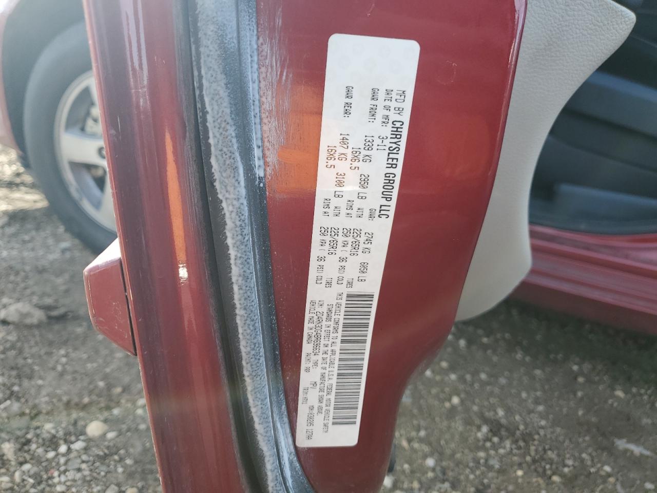 2011 Dodge Caravan VIN 2D4RN3DG4BR696634 Copart auction photo, rear end damage thumbnail 12
