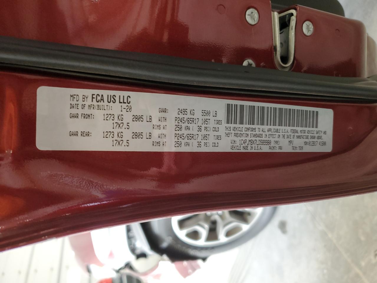 2020 Jeep Cherokee VIN 1C4PJMBX7LD589980 Copart auction photo, front end damage thumbnail 13