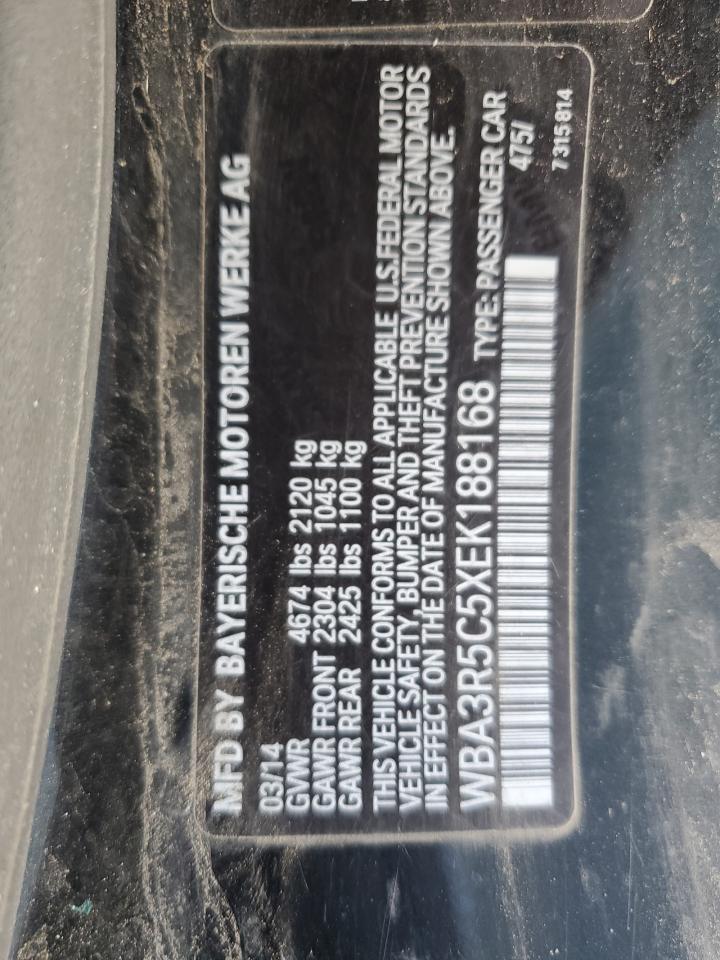 2014 BMW 4er VIN WBA3R5C5XEK188168 Copart auction photo, front end damage thumbnail 12
