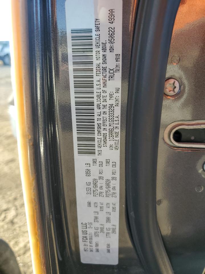 2016 RAM 1500 VIN 1C6RR6LM1GS333294 Copart auction photo, front end damage thumbnail 14
