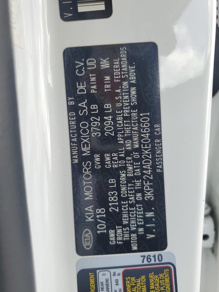 2019 KIA Forte VIN 3KPF24AD2KE046601 Copart auction photo, front end damage thumbnail 14