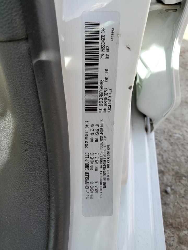 2015 Chrysler 200 VIN 1C3CCCAB0FN607098 Copart auction photo, front end / undercarriage damage thumbnail 15