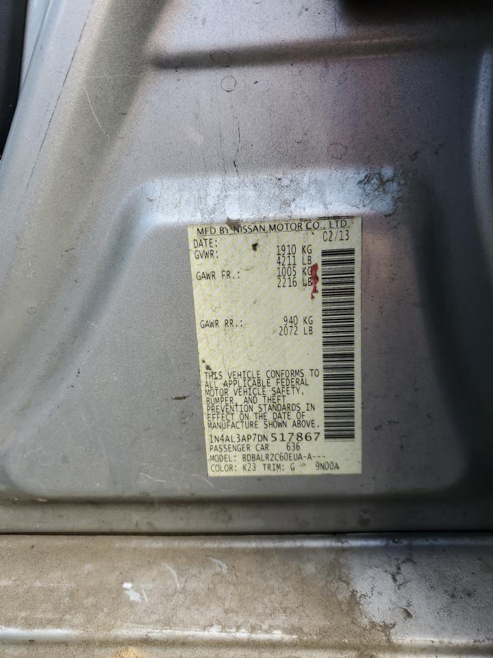 2013 Nissan Altima VIN 1N4AL3AP7DN517867 Copart auction photo, all over damage thumbnail 12