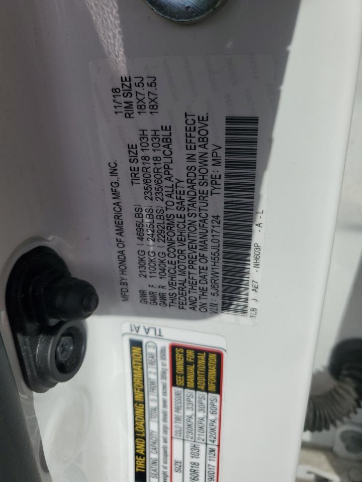 2018 Honda CR-V VIN 5J6RW1H55JL017124 Copart auction photo, front end damage thumbnail 13