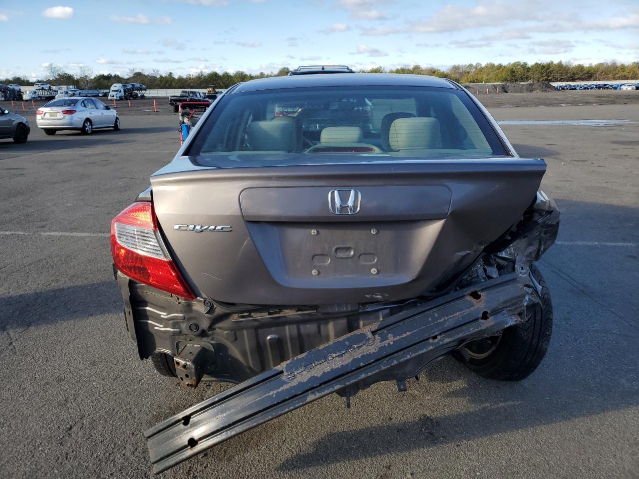 2012 Honda Civic VIN 19XFB2F81CE313244 Copart auction photo, rear end damage thumbnail 6