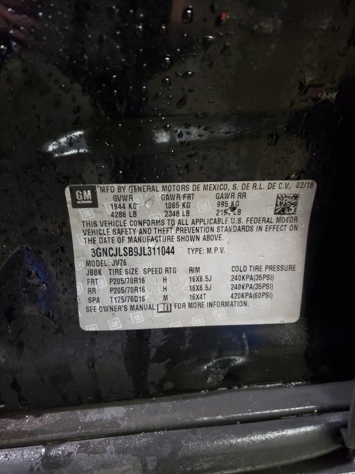 2018 Chevrolet Trax VIN 3GNCJLSB9JL311044 Copart auction photo, side damage thumbnail 12