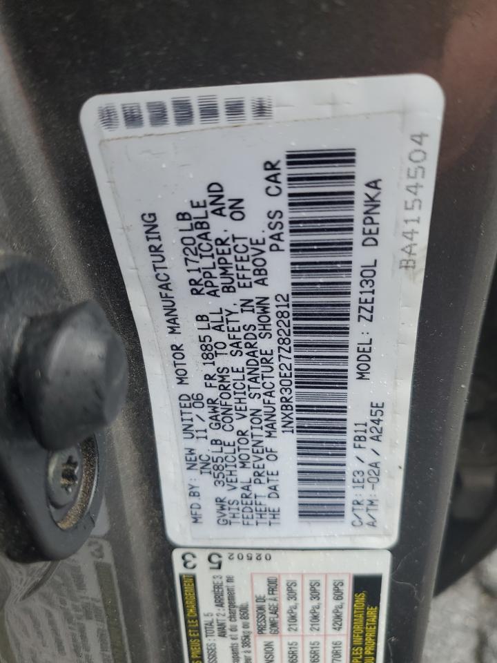 2007 Toyota Corolla VIN 1NXBR30E27Z822812 Copart auction photo, all over damage thumbnail 12