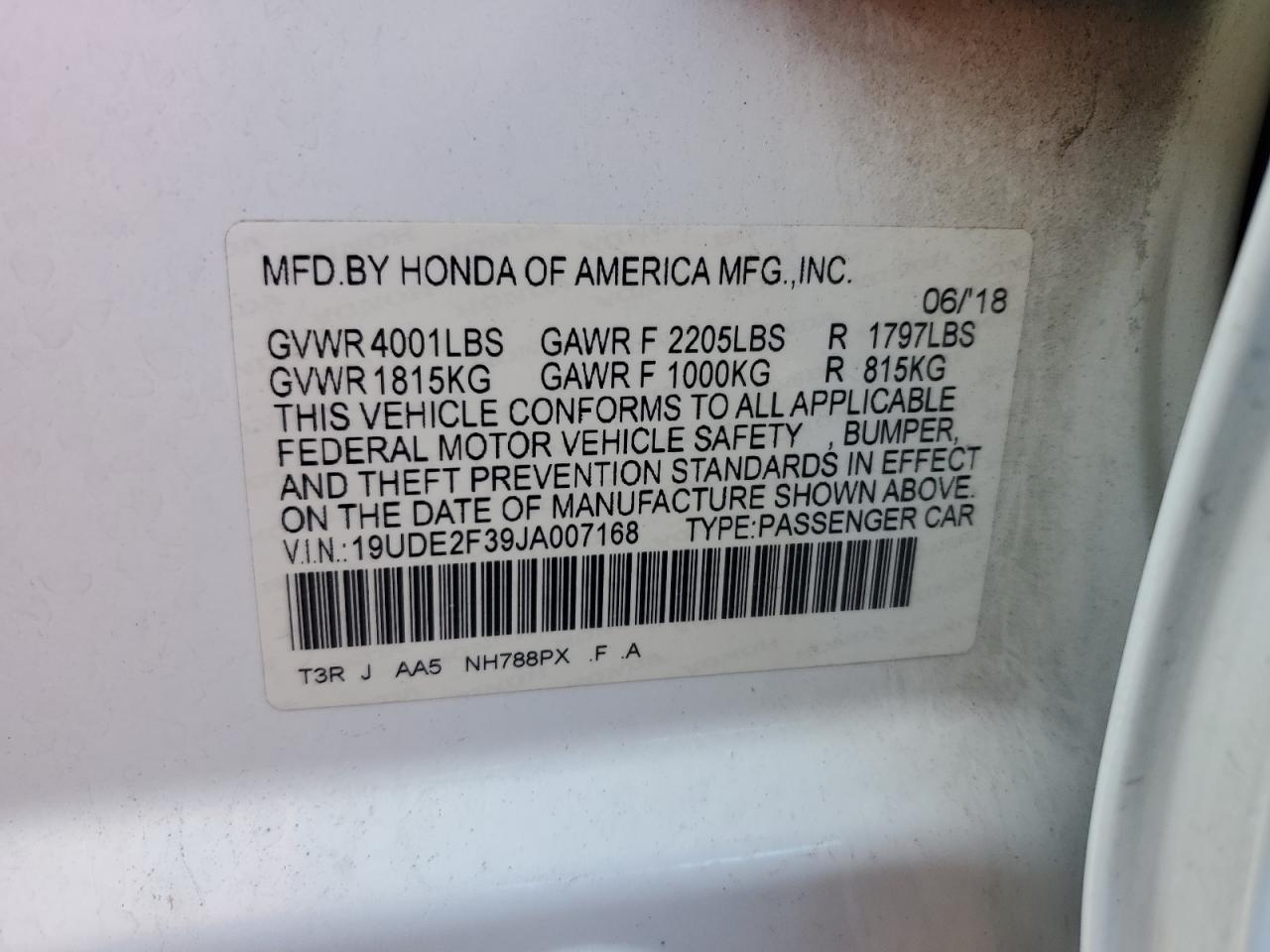 2018 Acura ILX VIN 19UDE2F39JA007168 Copart auction photo, front end / side damage thumbnail 12