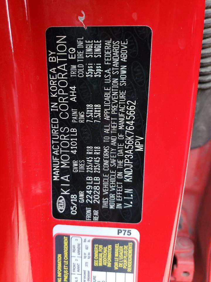 2019 KIA Soul VIN KNDJP3A56K7645662 Copart auction photo, front end / rear end damage thumbnail 14