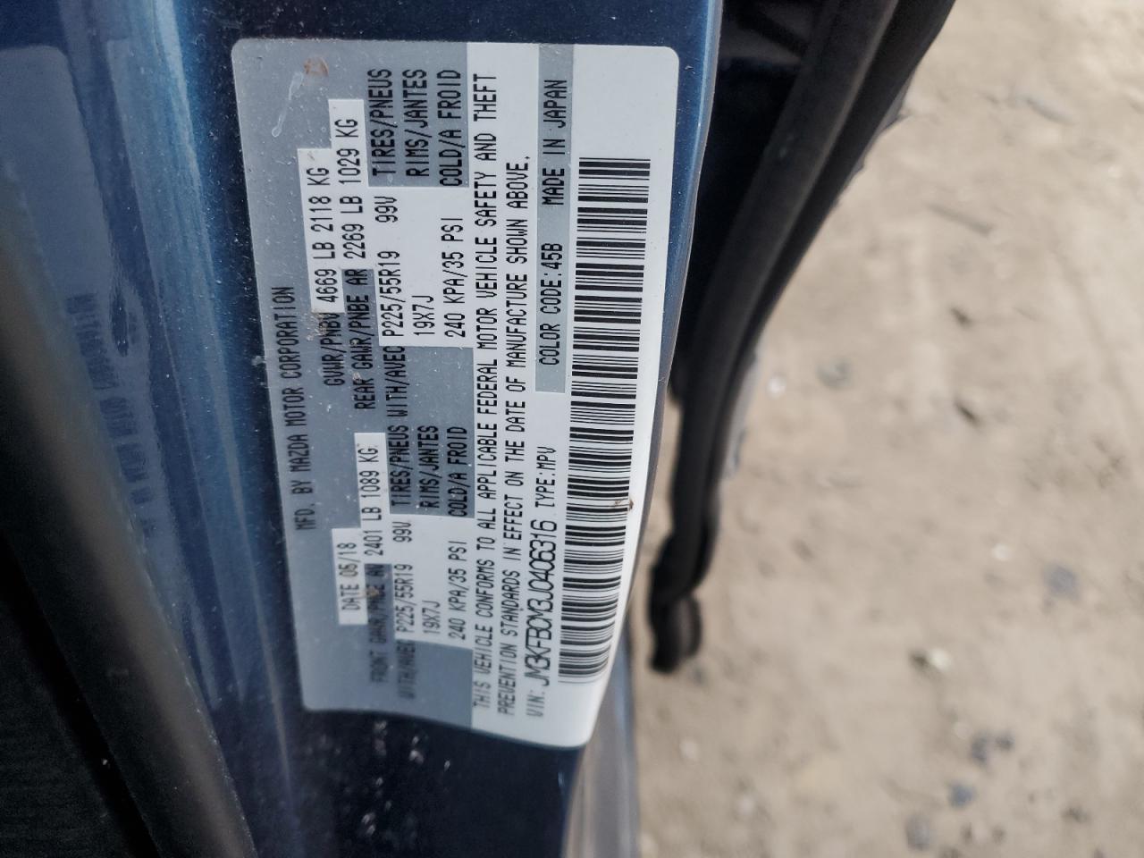 2018 Mazda CX-5 VIN JM3KFBCM3J0406316 Copart auction photo, rear end / side damage thumbnail 15