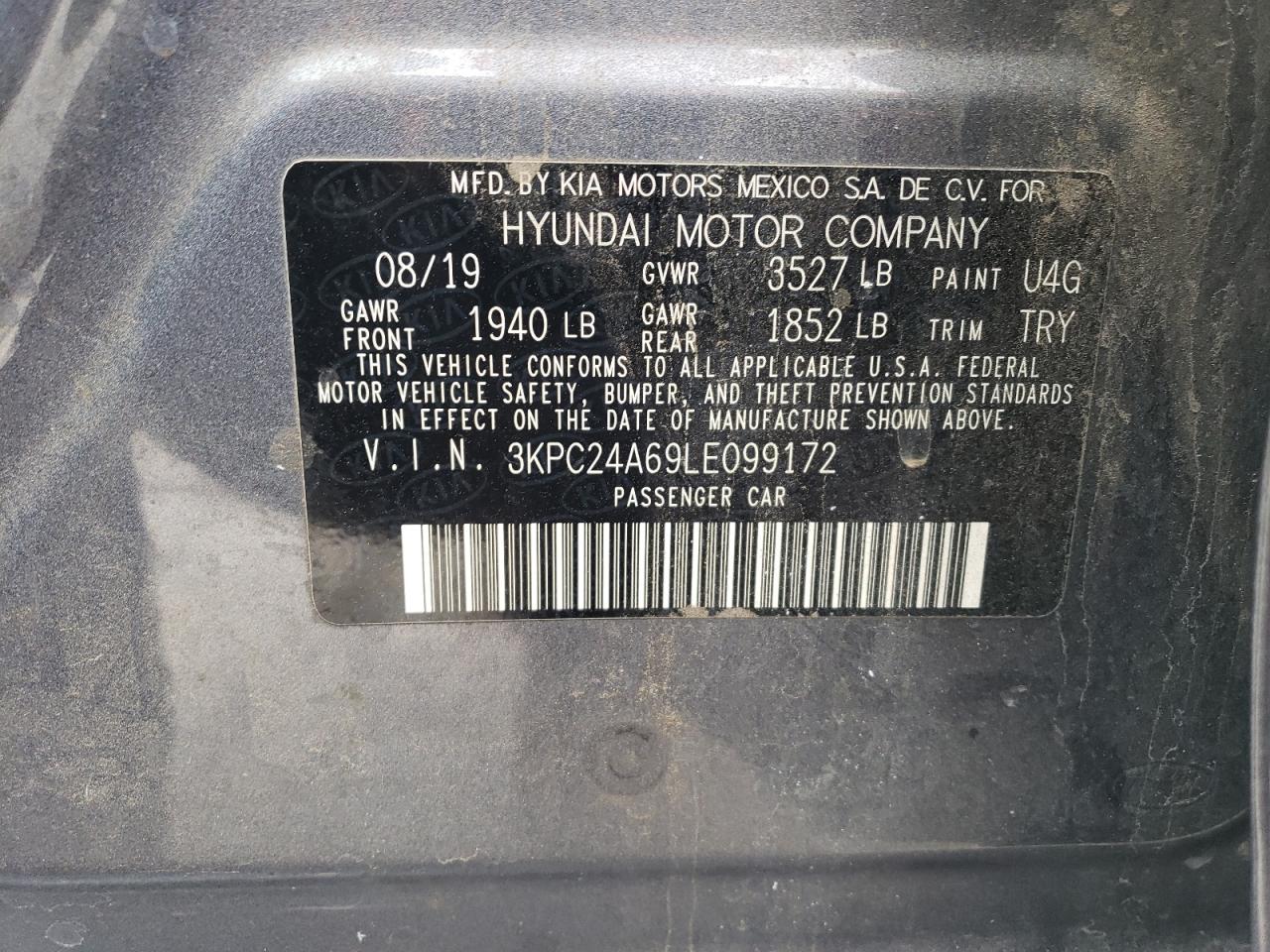 2020 Hyundai Accent VIN 3KPC24A69LE099172 Copart auction photo, front end damage thumbnail 15