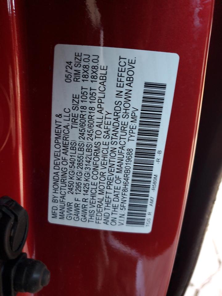 2024 Honda Passport VIN 5FNYF8H64RB019688 Copart auction photo, all over / undercarriage damage thumbnail 12
