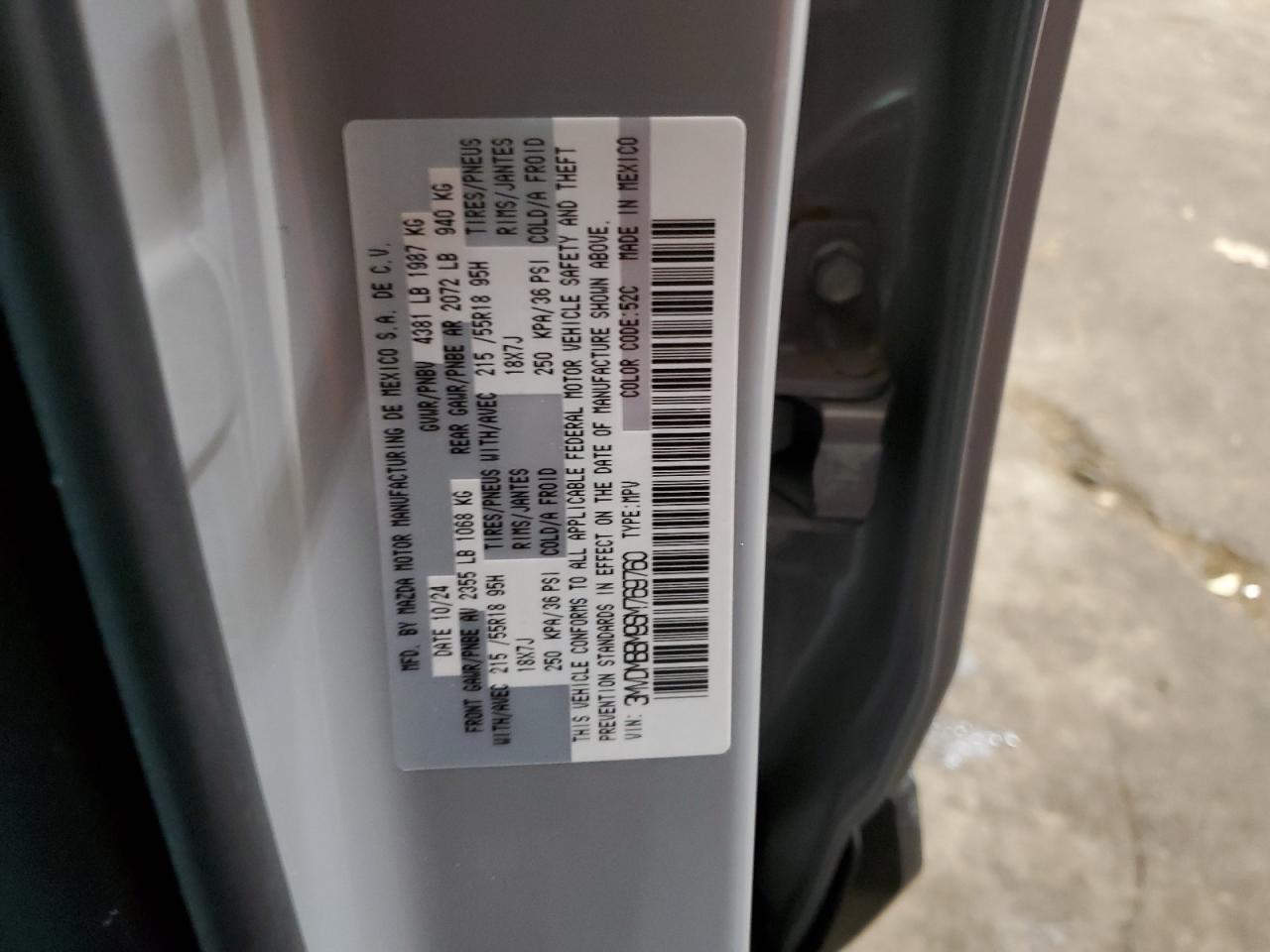 2025 Mazda CX-30 VIN 3MVDMBBM9SM769760 Copart auction photo, front end / rear end damage thumbnail 15