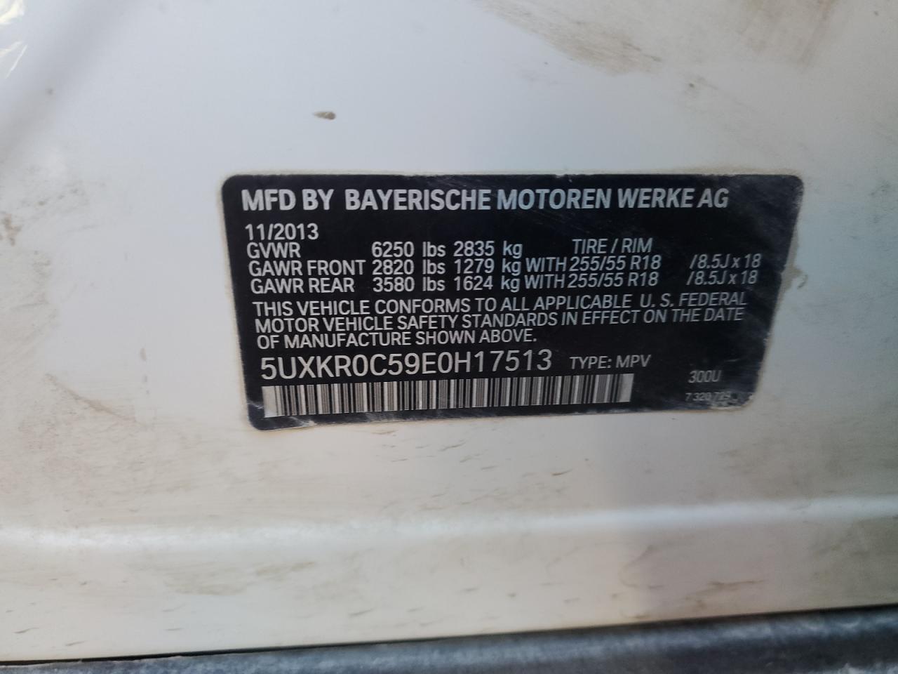 2014 BMW X5 VIN 5UXKR0C59E0H17513 Copart auction photo, front end damage thumbnail 15