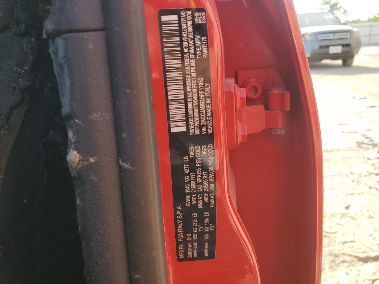 2017 Jeep Renegade VIN ZACCJABB2HPF17952 Copart auction photo, burn - engine / burn - interior damage thumbnail 13