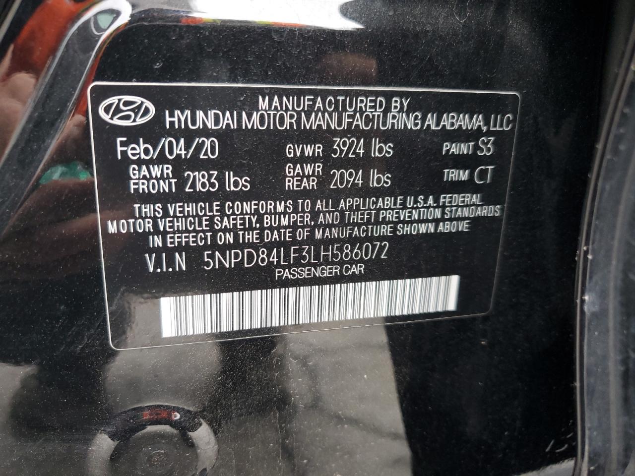 2020 Hyundai Elantra VIN 5NPD84LF3LH586072 Copart auction photo, all over / minor dent/scratches damage thumbnail 15