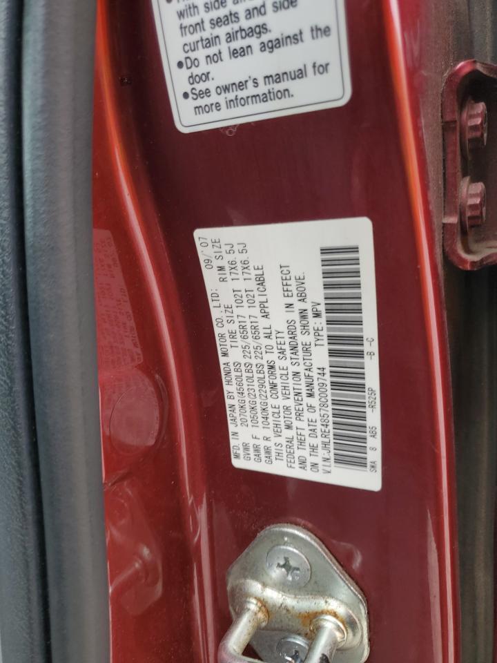 2008 Honda CR-V VIN JHLRE48578C009744 Copart auction photo, front end damage thumbnail 13