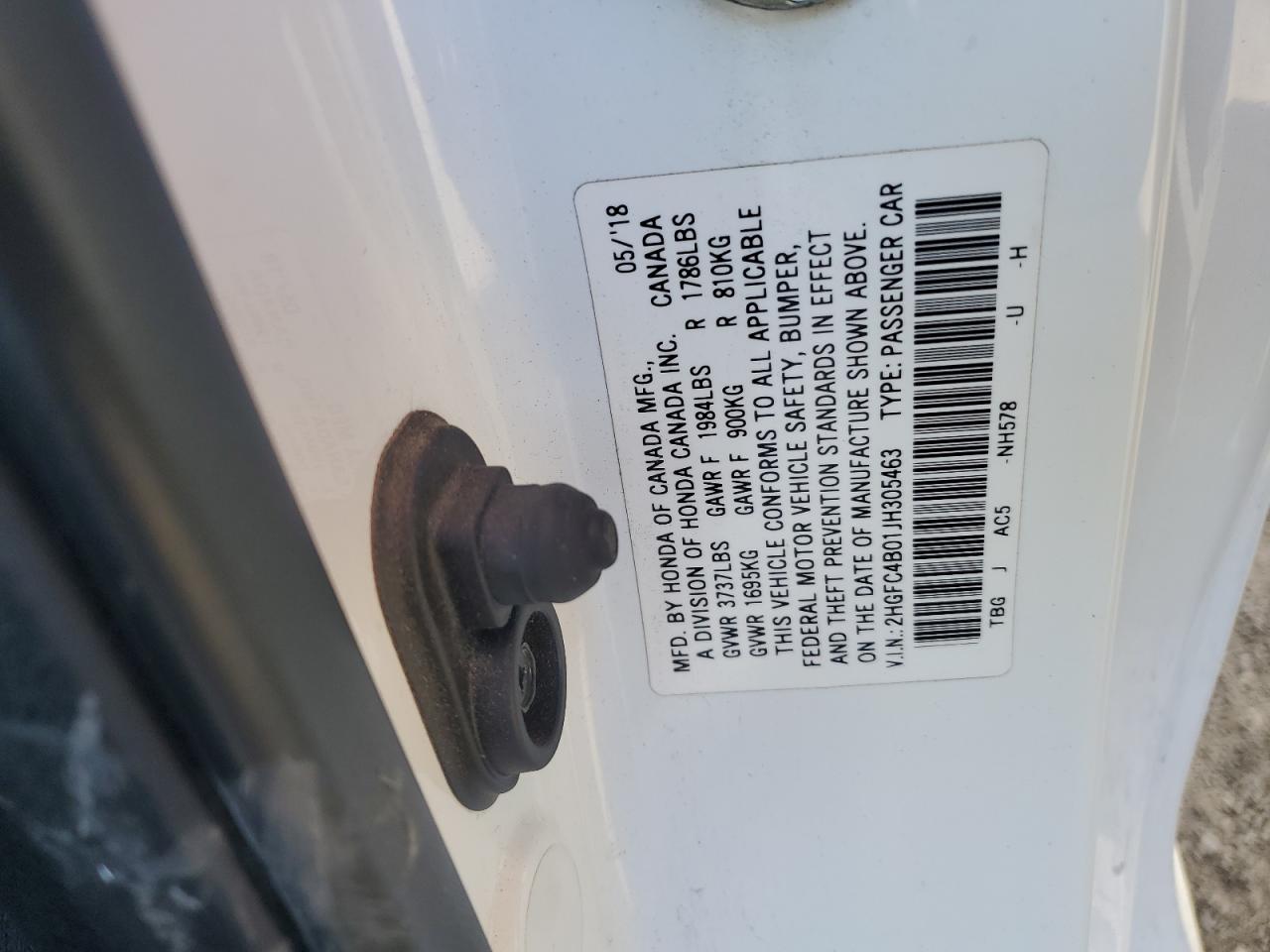 2018 Honda Civic VIN 2HGFC4B01JH305463 Copart auction photo, front end damage thumbnail 12