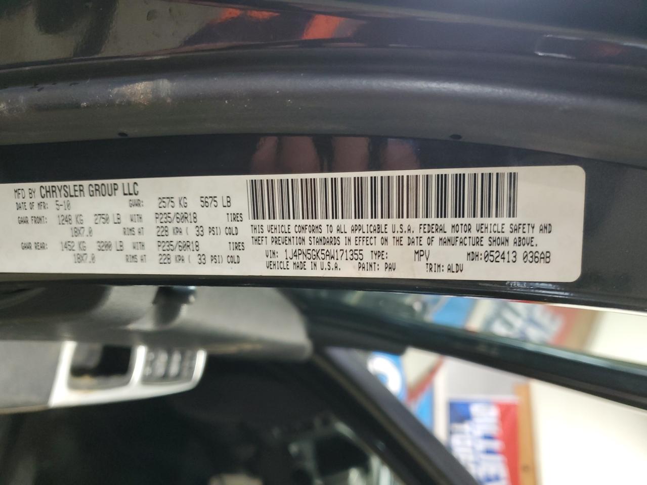 2010 Jeep Liberty (North America) VIN 1J4PN5GK5AW171355 Copart auction photo, side damage thumbnail 13