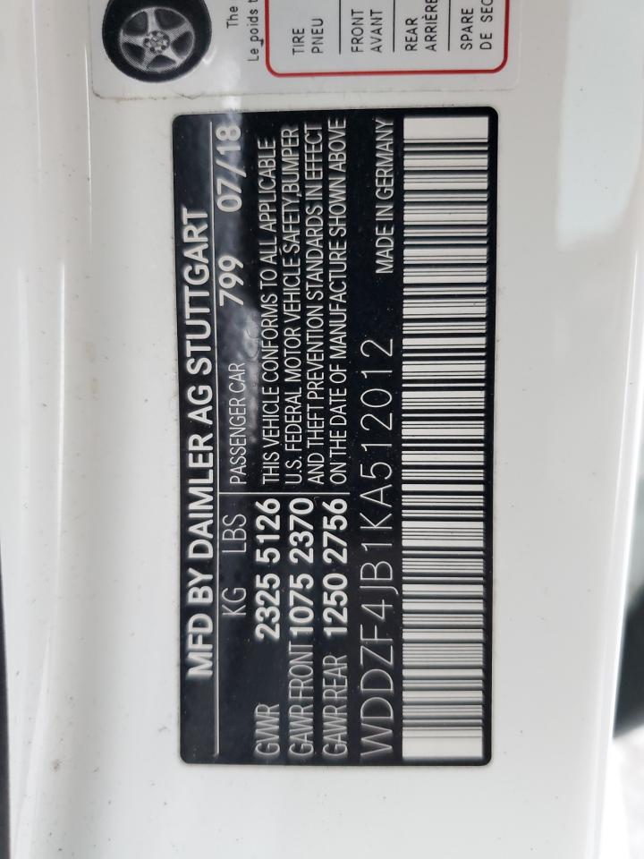 2019 Mercedes-Benz E-klasse VIN WDDZF4JB1KA512012 Copart auction photo, rear end damage thumbnail 14