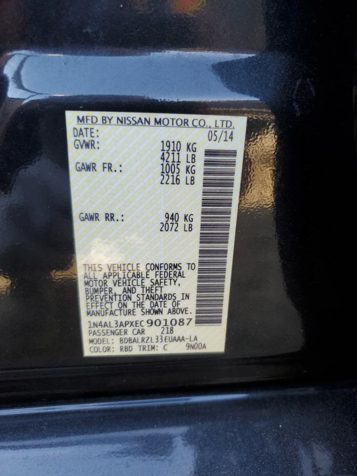 2014 Nissan Altima VIN 1N4AL3APXEC901087 Copart auction photo, front end / minor dent/scratches damage thumbnail 12