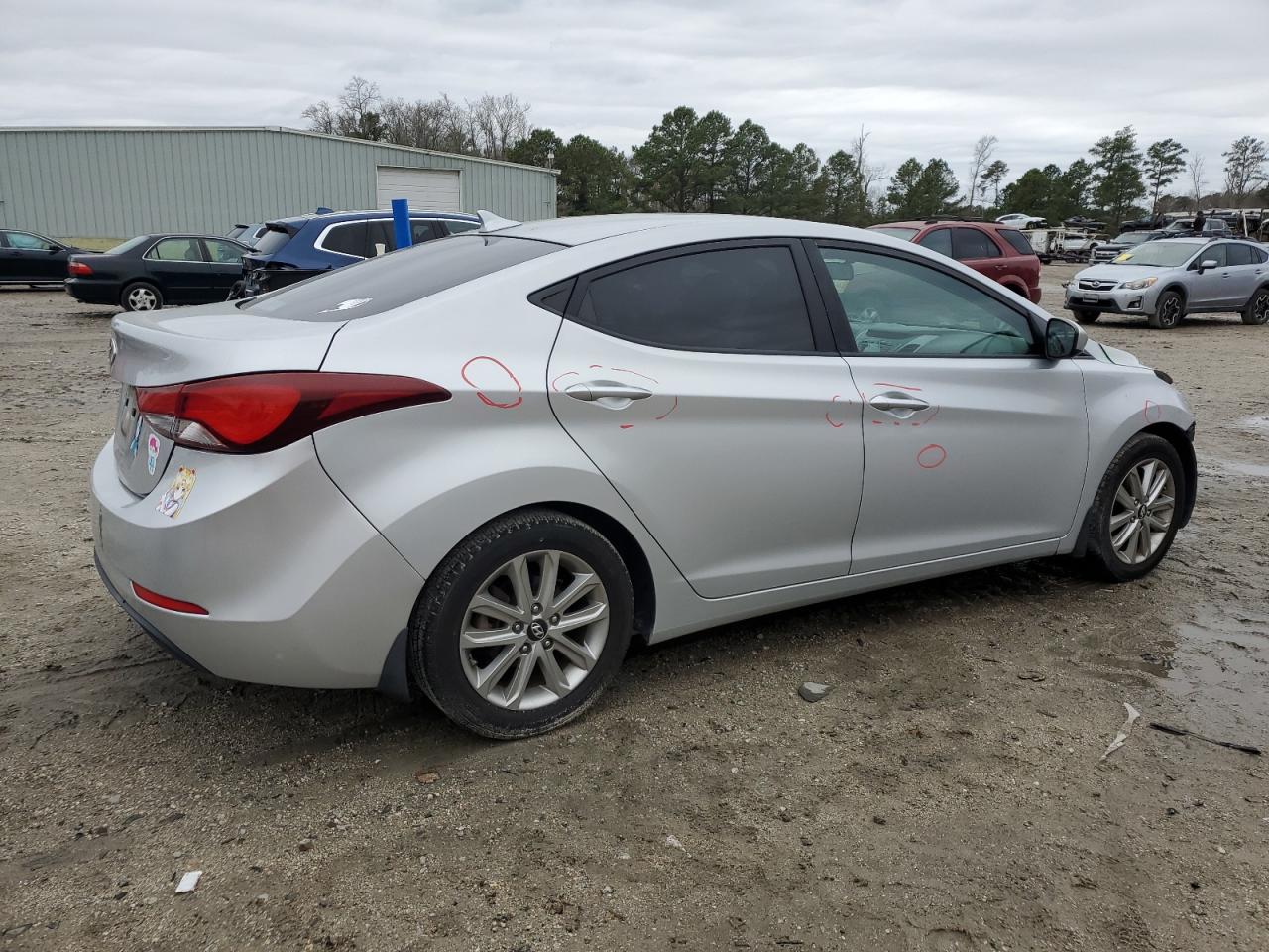 2015 Hyundai Elantra VIN KMHDH4AEXFU438209 Copart auction photo, front end / side damage thumbnail 3