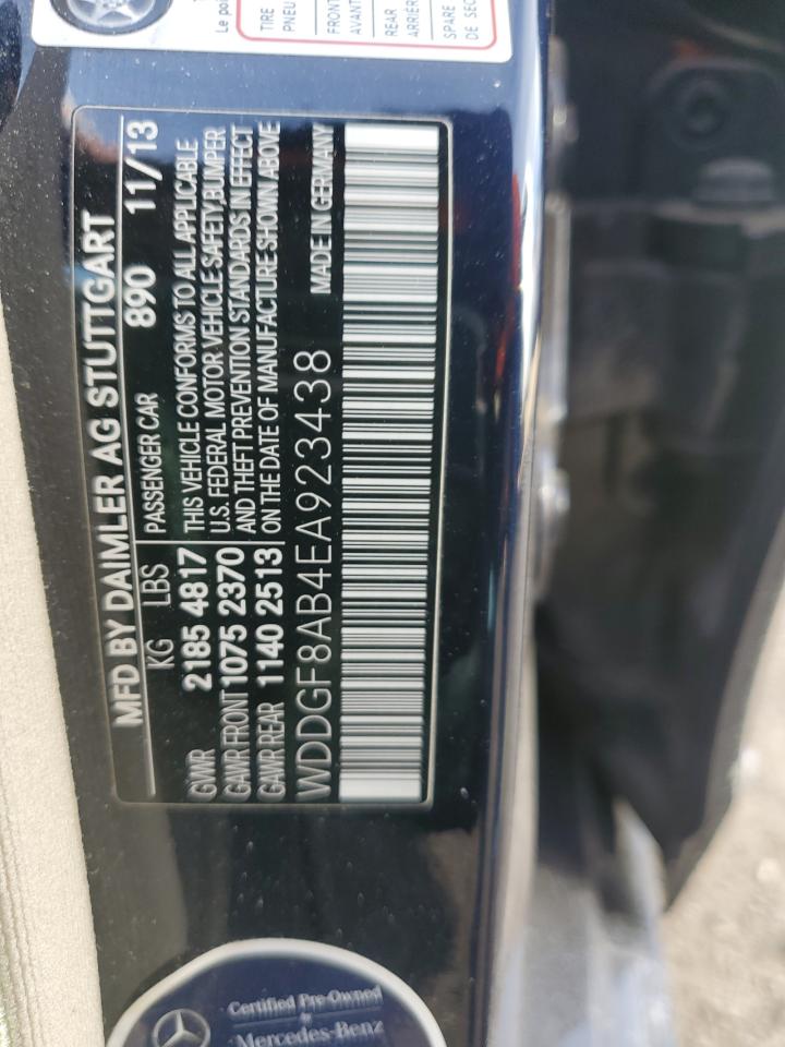 2014 Mercedes-Benz C-klasse VIN WDDGF8AB4EA923438 Copart auction photo, side damage thumbnail 12