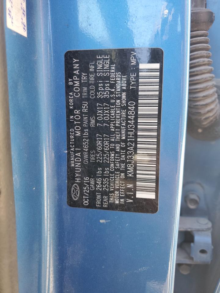 2017 Hyundai Tucson VIN KM8J33A21HU344840 Copart auction photo, all over damage thumbnail 13