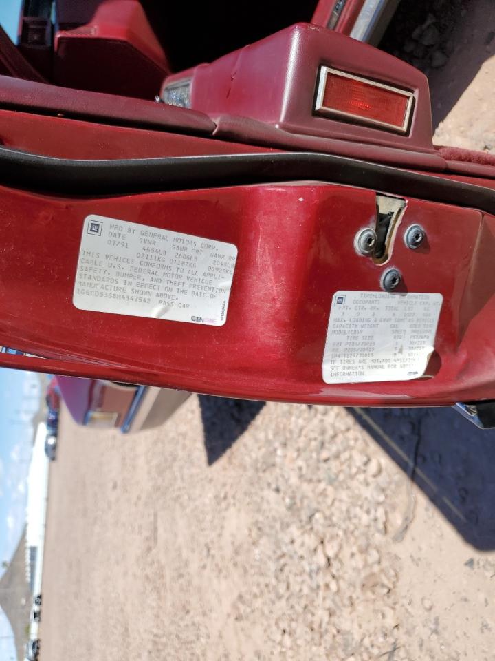 1991 Cadillac De Ville VIN 1G6CD53B8M4347542 Copart auction photo, rear end / side damage thumbnail 12