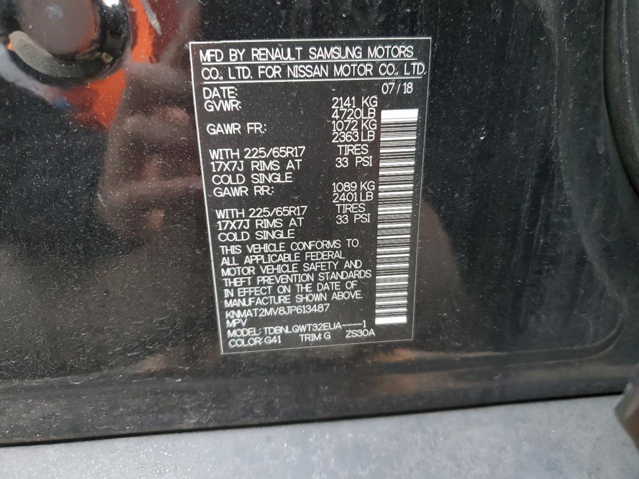 2018 Nissan Rogue VIN KNMAT2MV8JP613487 Copart auction photo, front end damage thumbnail 13