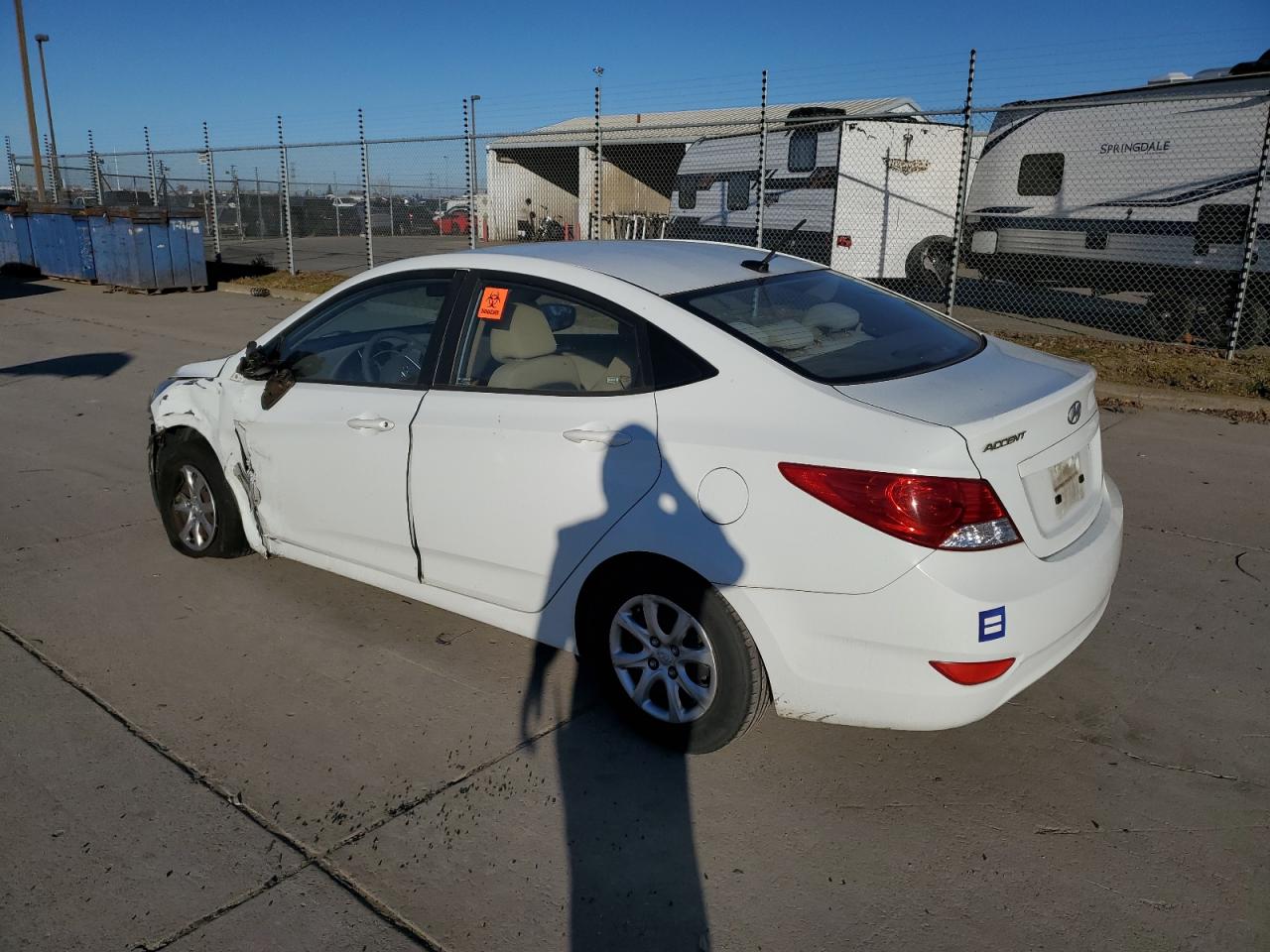 2013 Hyundai Accent VIN KMHCT4AE2DU274722 Copart auction photo, front end / side damage thumbnail 2