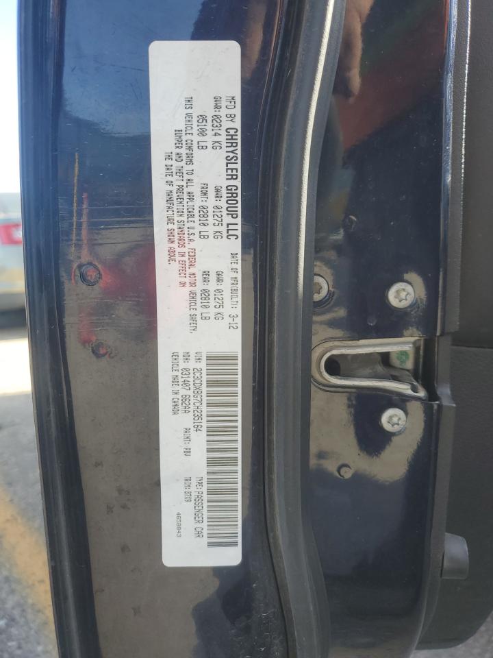 2012 Dodge Charger VIN 2C3CDXBG7CH235164 Copart auction photo, rear end damage thumbnail 12