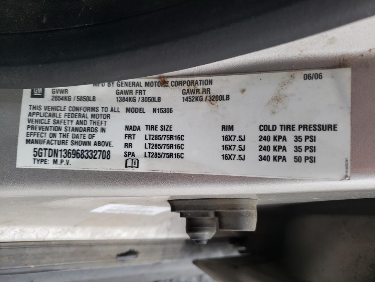 2006 Hummer H3 VIN 5GTDN136968332708 Copart auction photo, front end damage thumbnail 15