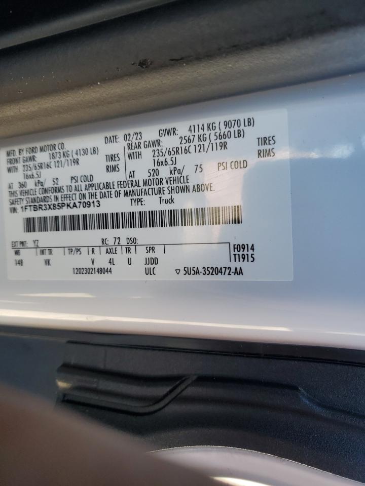 2023 Ford Transit VIN 1FTBR3X85PKA70913 Copart auction photo, rear end / side damage thumbnail 15