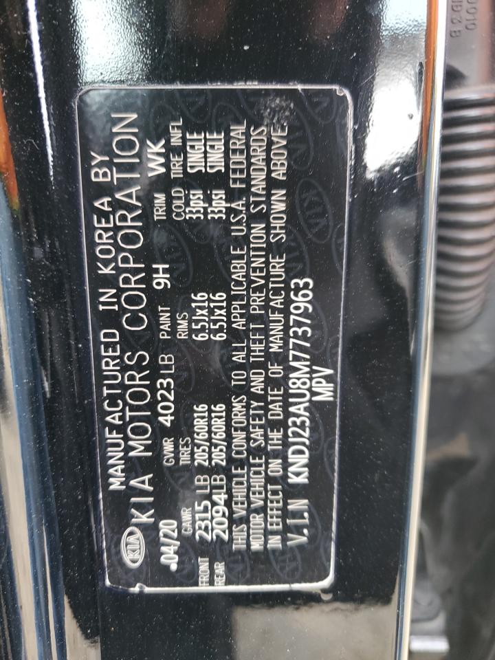 2021 KIA Soul VIN KNDJ23AU8M7737963 Copart auction photo, rear end damage thumbnail 12