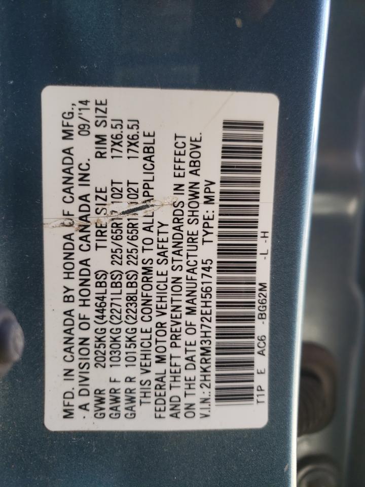 2014 Honda CR-V VIN 2HKRM3H72EH561745 Copart auction photo, rear end / minor dent/scratches damage thumbnail 15