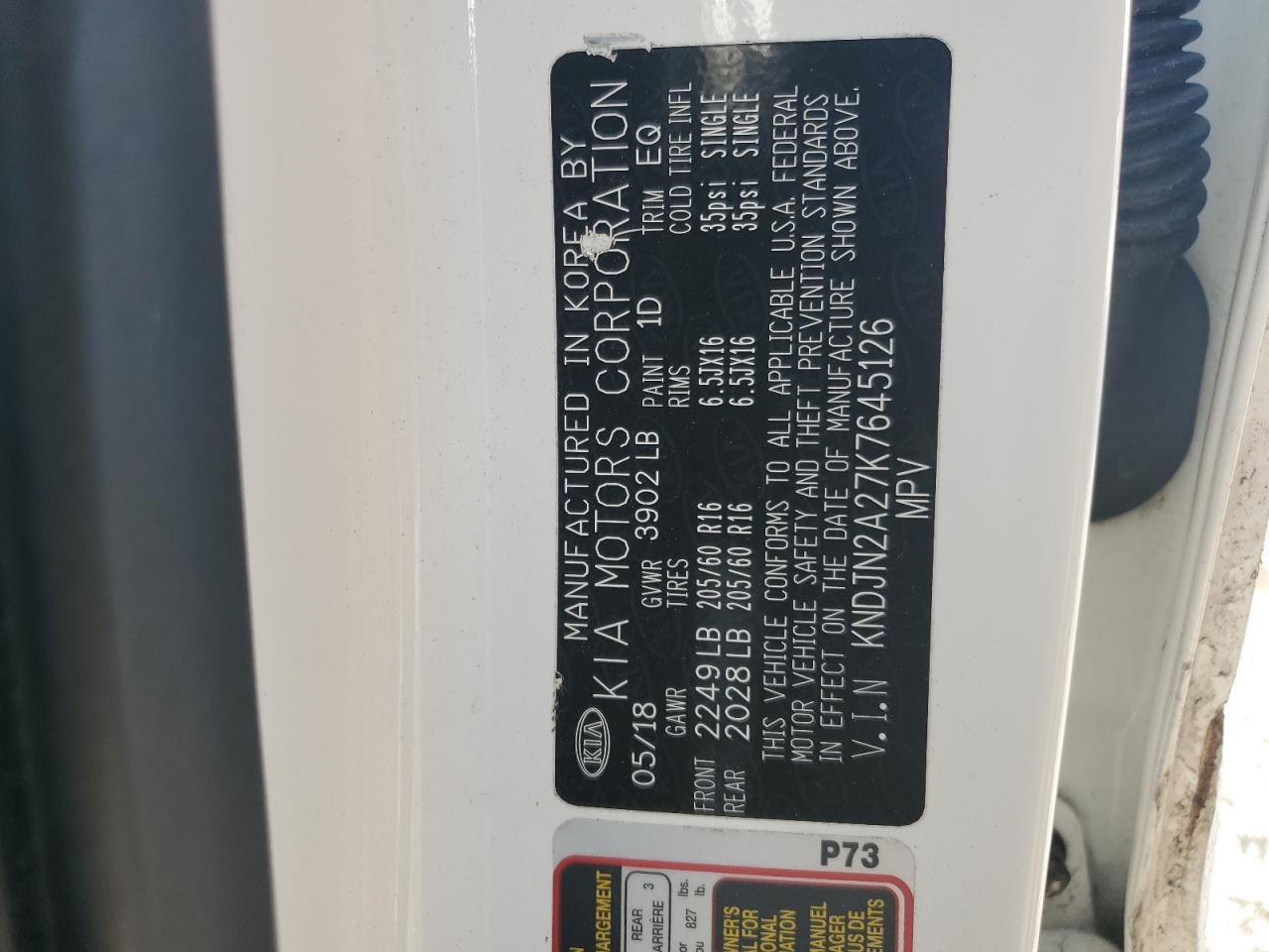2019 KIA Soul VIN KNDJN2A27K7645126 Copart auction photo, side / front end damage thumbnail 13