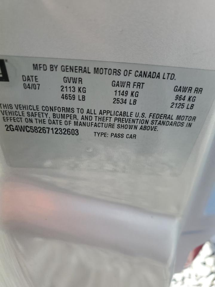 2007 Buick LaCrosse VIN 2G4WC582671232603 Copart auction photo, front end damage thumbnail 12