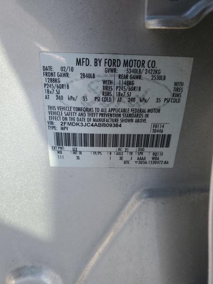 2010 Ford Edge VIN 2FMDK3JC4ABB09384 Copart auction photo, front end damage thumbnail 15