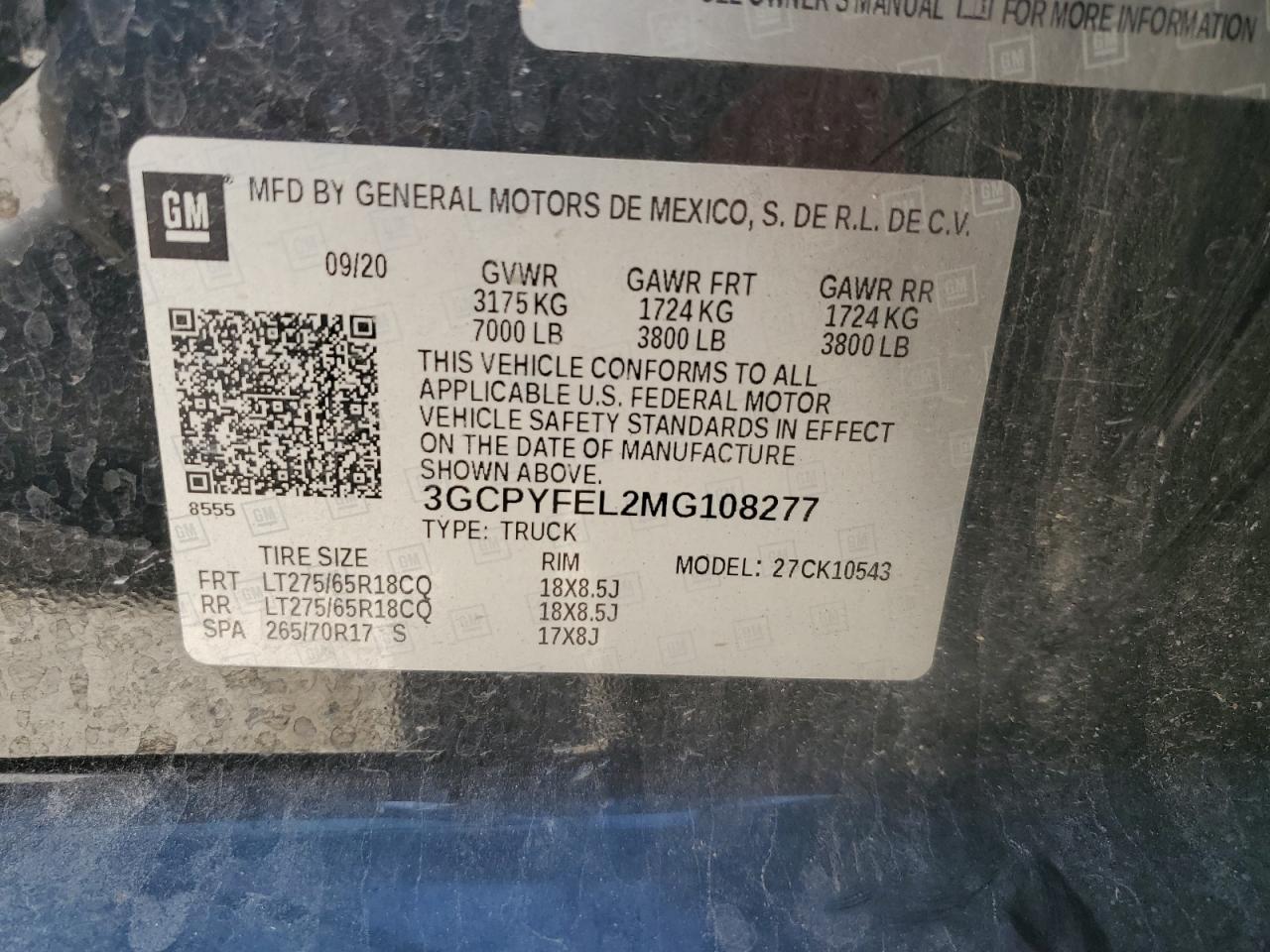 2021 Chevrolet Silverado VIN 3GCPYFEL2MG108277 Copart auction photo, front end damage thumbnail 14