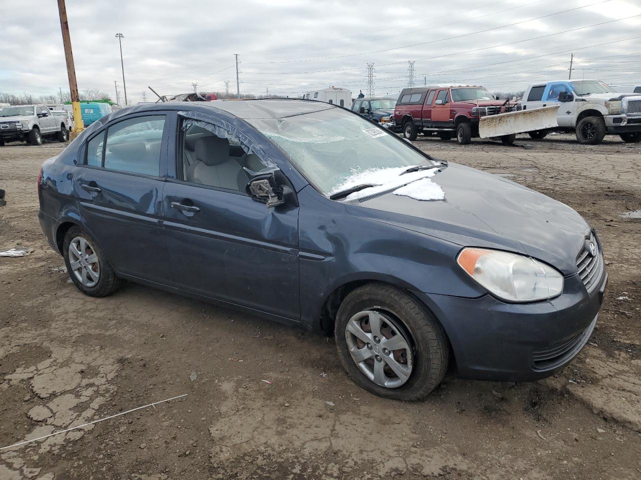 2009 Hyundai Accent VIN KMHCN46C19U322980 Copart auction photo, front end / top/roof damage thumbnail 4