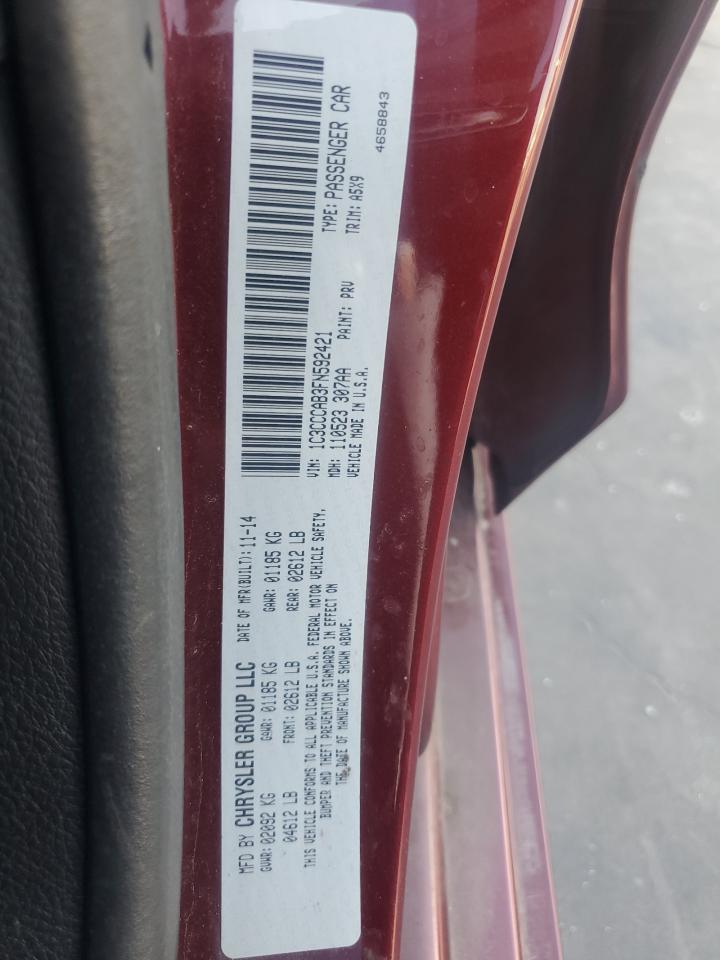 2015 Chrysler 200 VIN 1C3CCCAB3FN592421 Copart auction photo, biohazard/chemical / front end damage thumbnail 13