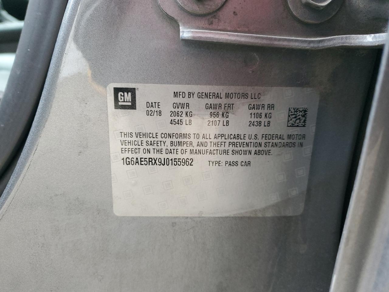 2018 Cadillac ATS VIN 1G6AE5RX9J0155962 Copart auction photo, side damage thumbnail 12