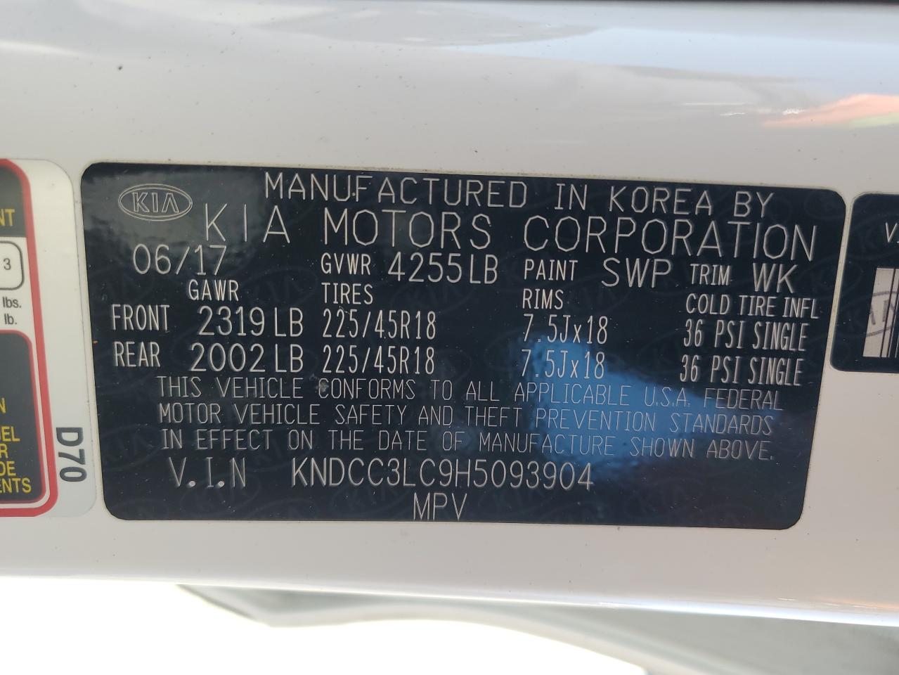 2017 KIA Niro VIN KNDCC3LC9H5093904 Copart auction photo, front end damage thumbnail 13