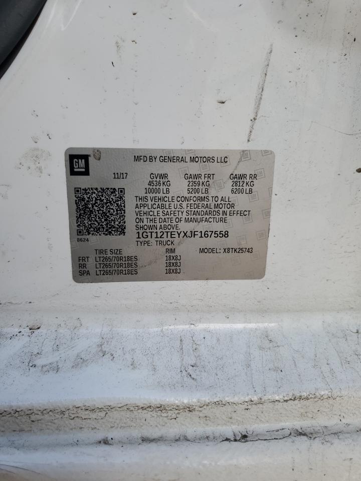 2018 GMC Sierra VIN 1GT12TEYXJF167558 Copart auction photo, side / undercarriage damage thumbnail 12