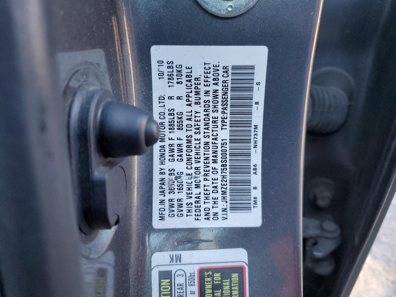 2011 Honda Insight VIN JHMZE2H75BS000751 Copart auction photo, front end / mechanical damage thumbnail 13
