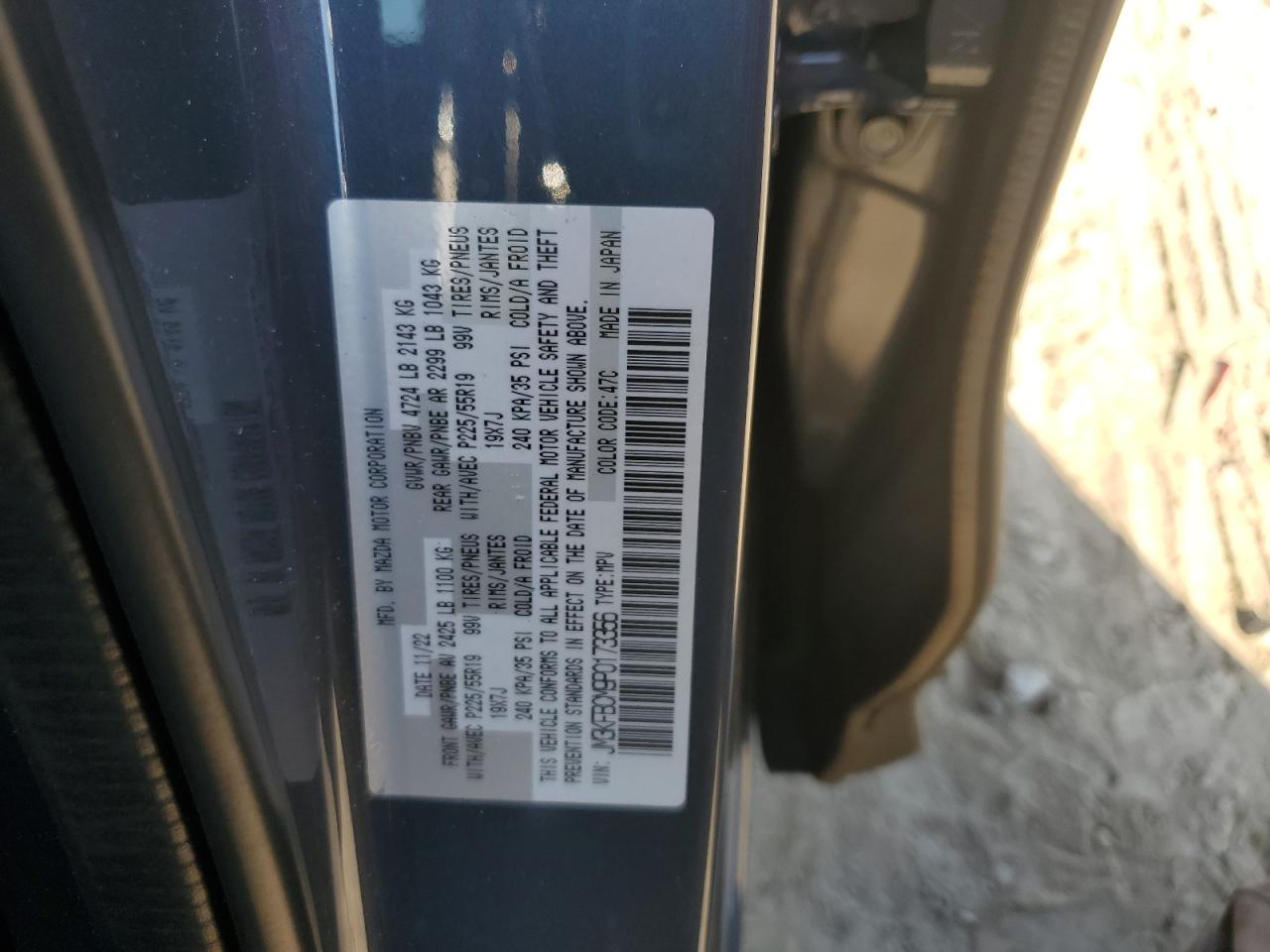 2023 Mazda CX-5 VIN JM3KFBCM9P0173356 Copart auction photo, rear end damage thumbnail 13